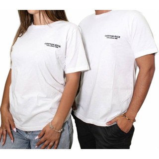 T-shirt Cotton-rich blanc avec broderie COT0004WHT