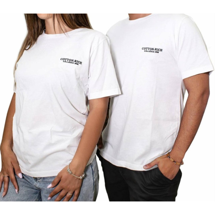 T-shirt Cotton-rich blanc avec broderie COT0004WHT