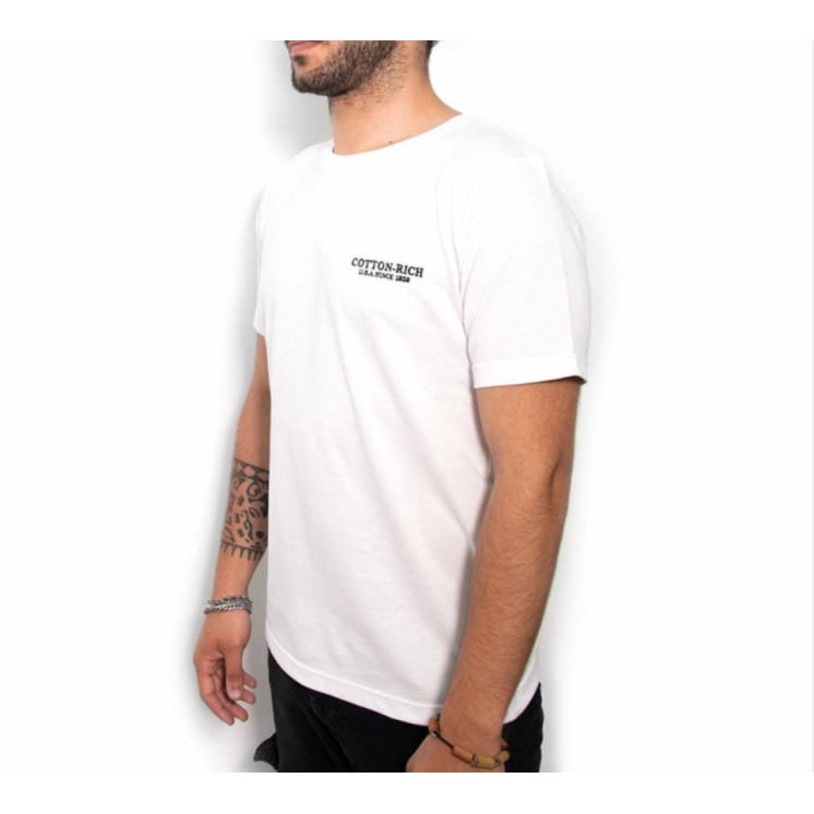 T-shirt Cotton-rich blanc avec broderie COT0004WHT