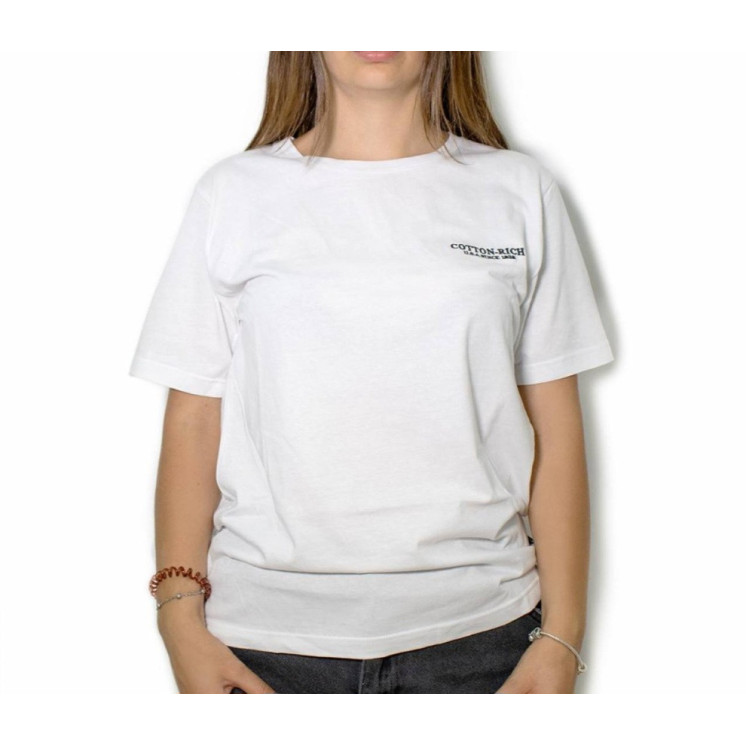T-shirt Cotton-rich blanc avec broderie COT0004WHT