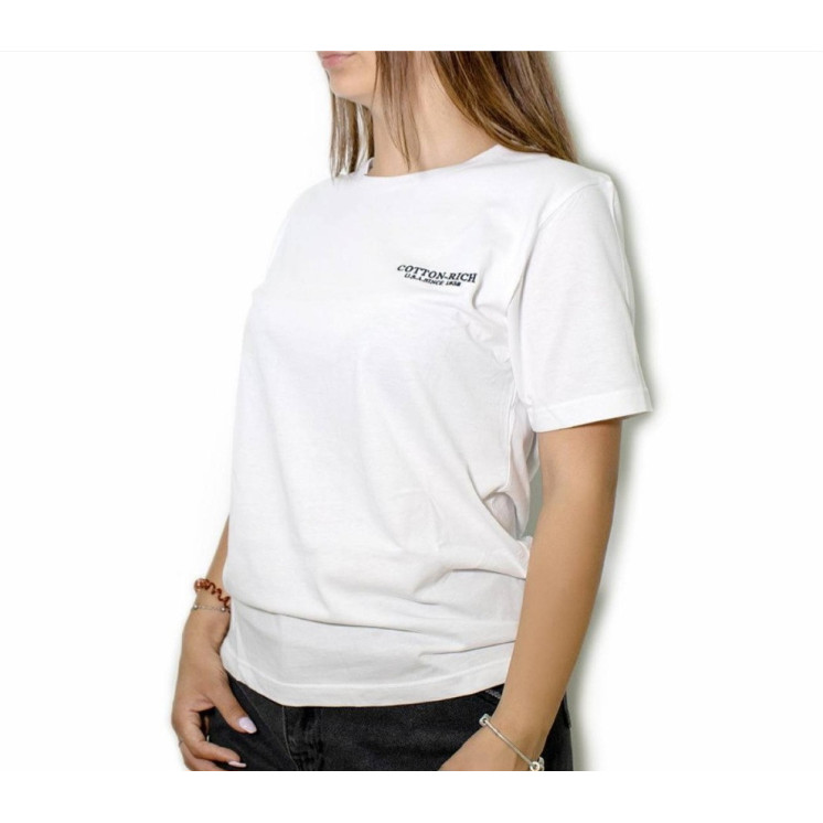 T-shirt Cotton-rich blanc avec broderie COT0004WHT