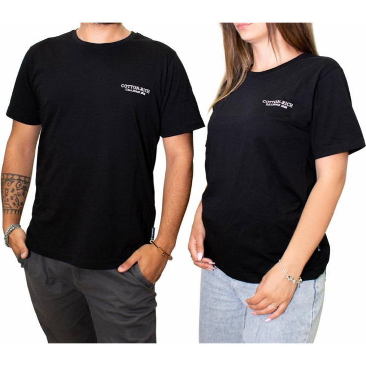 T-shirt Cotton-rich noir avec broderie COT0004BLK