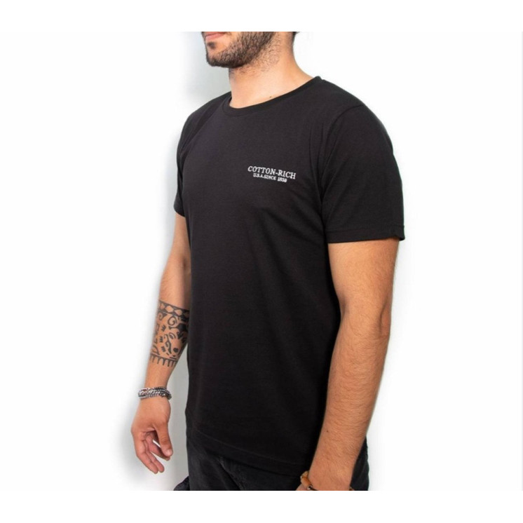 T-shirt Cotton-rich noir avec broderie COT0004BLK