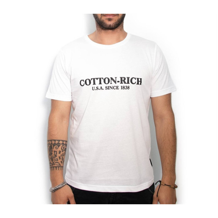 T-shirt Cotton-rich blanc avec  imprimé COT0003WHT