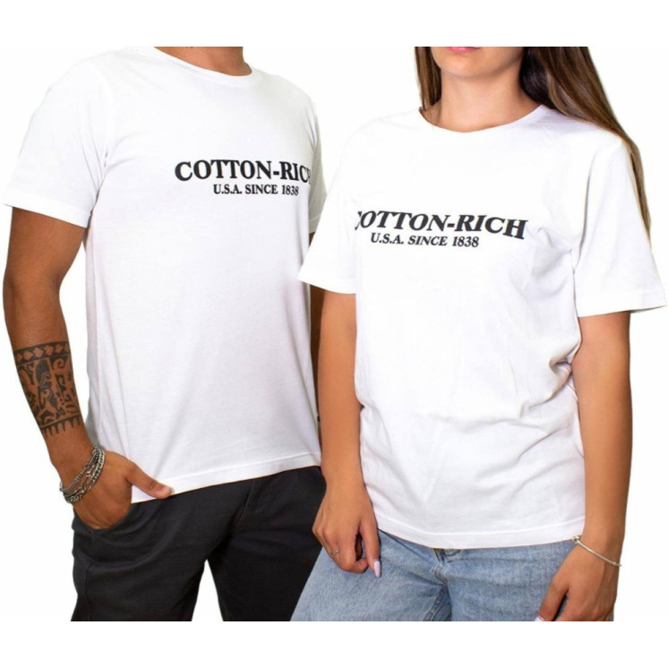 T-shirt Cotton-rich blanc avec  imprimé COT0003WHT