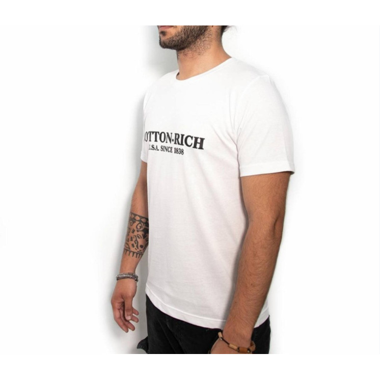 T-shirt Cotton-rich blanc avec  imprimé COT0003WHT