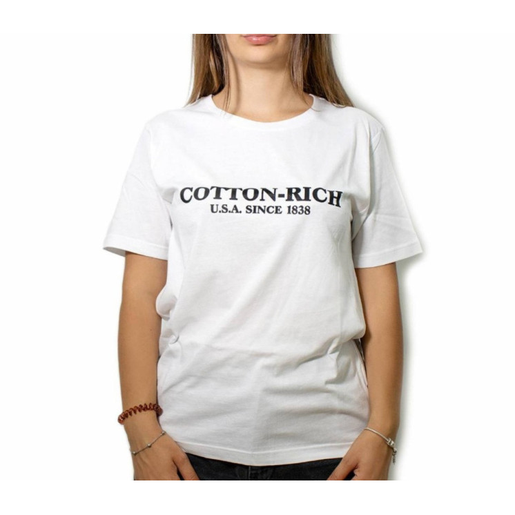 T-shirt Cotton-rich blanc avec  imprimé COT0003WHT