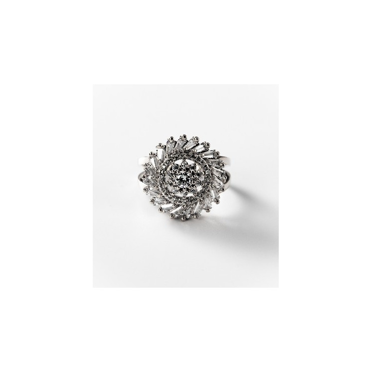 Bague tourbillon brillante en métal rhodié BIGAS036 - Gioyes