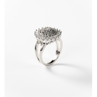 Bague tourbillon brillante en métal rhodié BIGAS036