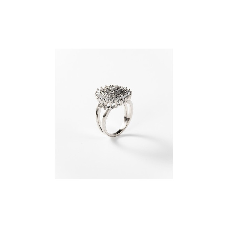 Bague tourbillon brillante en métal rhodié BIGAS036